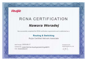 Ruijie RCNA certification certificate